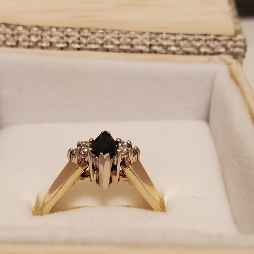 ***SOLD*** 14K Yellow Gold Sapphire Diamond Ring - Picture 9 of 14